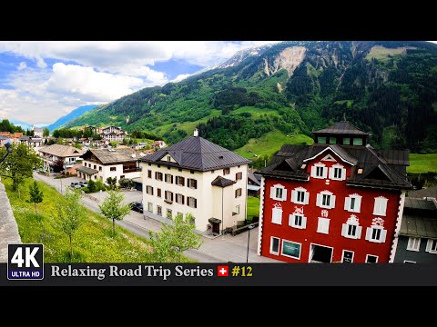 Relaxing Road Trip Series in Switzerland 🇨🇭 Ep#12 - Scenic Drive From Disentis To Sedrun Graubünden