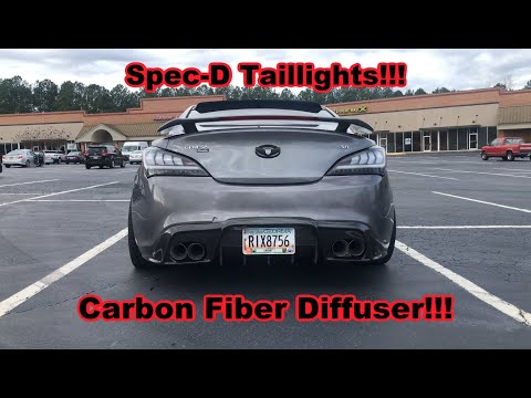 Genesis Coupe VIS VIP Type-2 Carbon Fiber Rear Diffuser and Spec-D Rear Tail Lights Install