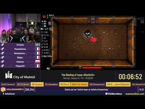 The Binding of Isaac Afterbirth+ (Racing+ Season 6) por YuCaesar, PassionDrama, Gamonymous__, Shigan