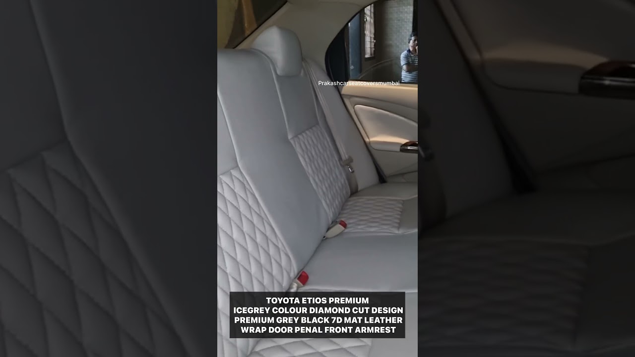 TOYOTA ETIOS PREMIUM ICEGREY COLOUR DIAMOND CUT DESIGN PREMIUM GREY BLACK 7D MAT LEATHER WRAP DOOR