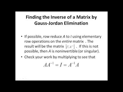 Lecture 10 Inverse of a Matrix