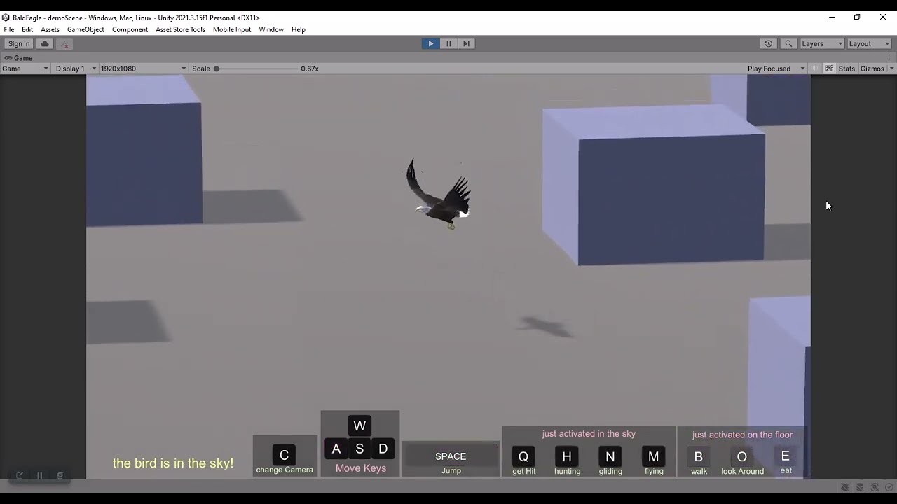 &Aacute;guia careca animada realista Modelo 3D
