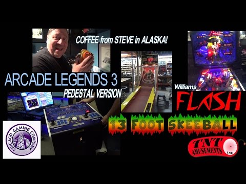 #996 ARCADE LEGENDS 3 Rare Pedestal Arcade Video Game & 13 FOOT SKEEBALL _ TNT Amusements