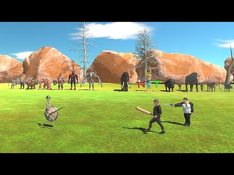 2 VS 1 INFERNALS VS MODERN HUMANS WITH ANCIENT MAMMALS - Animal Revolt Battle Simulator