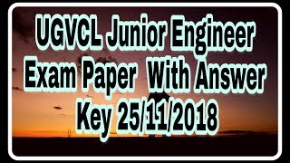 UGVCL Junior Engineer Exam Paper With Answer Key 25/11/2018 || Ugvcl exam Paper