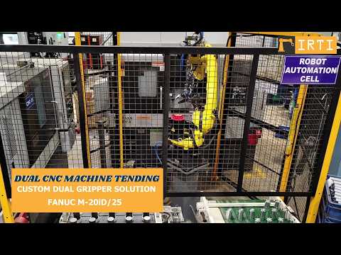 CNC Machine Tending | FANUC M-20iD/25 | Dual CNC Loading & Unloading #robotics
