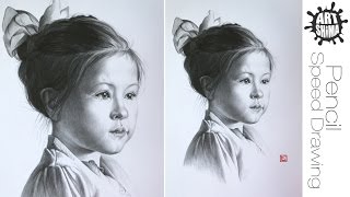 Смотреть онлайн Как нарисовать карандашом портрет девочки