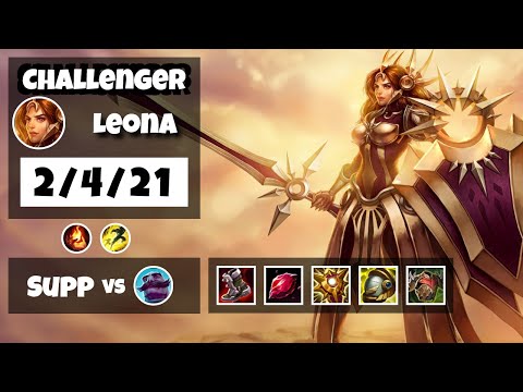 Leona Support 11.13 Challenger Gameplay Replay - S11 (2/4/21) - EU