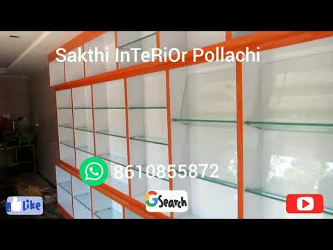 Bakery interior design ideas with glass shelf ,display racks...