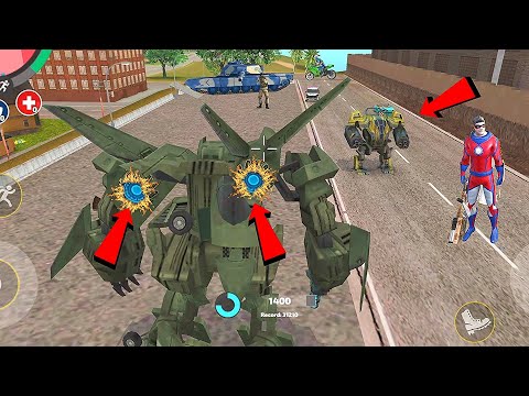 Rope Hero: Vice Town (Aircraft Transformer Fight BD 100 Machine) - Aircraft Huge Robot in Base Camp