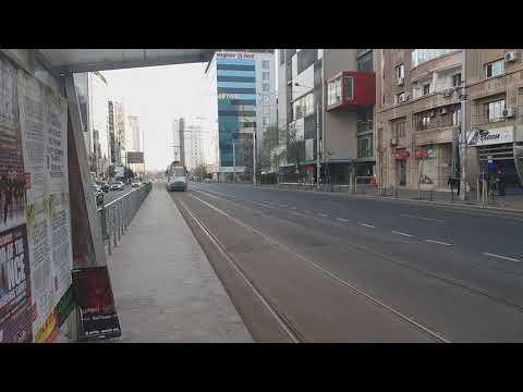 Tramvaiul V3A #008 pe linia 42 la Piața Victoriei