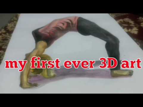 3D art , acrobatic girl , water painting