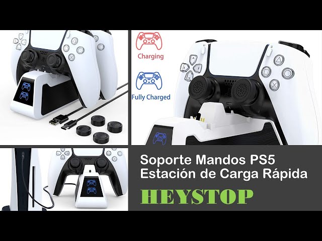Vídeo relacionado con Fenolical Estación de Carga para Mando PS5, Adaptador AC de Carga rápida 5V/3A, Accesorios de estación de Carga Doble Playstation5 Estilo Perro electrónico con indicador LED, Azul/Blanco