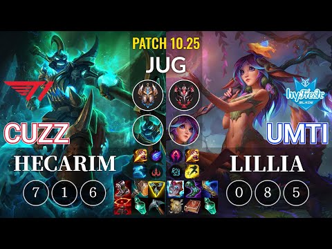 T1 Cuzz Hecarim vs hyF UmTi Lillia Jungle - KR Patch 10.25