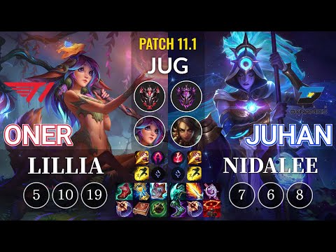 T1 Oner Lillia vs DYN Juhan Nidalee Jungle - KR Patch 11.1