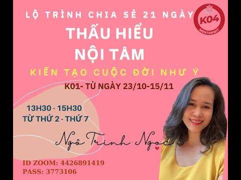 NĂNG LƯỢNG TRÍ TUỆ BAO DUNG - AN VUI - THẤU HIỂU NỘI TÂM BUỔI 15 K01 - NGÔ TRINH NGỌC