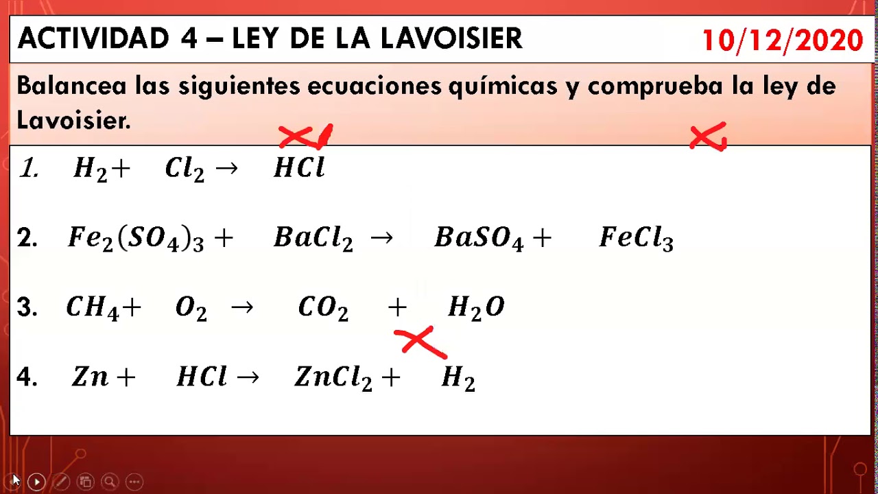 comprobación de la ley de Lavoisier (ejemplos)
