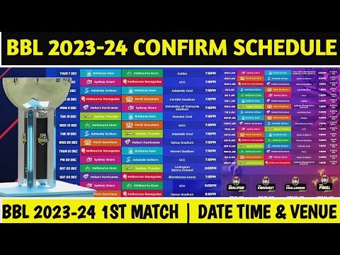 BBL 2023-24 Confirm Schedule || BBL Date & Time And Venue || Big Bash League 2023-24