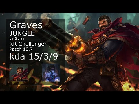 Graves Jungle vs Sylas - KR Challenger 15/3/9 Patch 10.7 Gameplay // [롤] 그레이브즈 vs 사일러스 정글