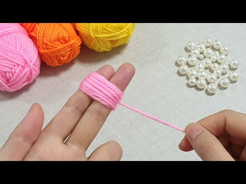 It's so Beautiful !! How to make Flower with finger and yarn - Woolen flower decor idea