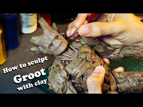 I sculpted Groot from Guardians of the Galaxy Vol.3 (Post-credits scene version) in Polymer Clay