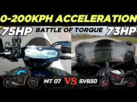 Yamaha MT 07 🆚️ Suzuki SV650 | 0-200kph Acceleration | Top Speed Attempt 🔥