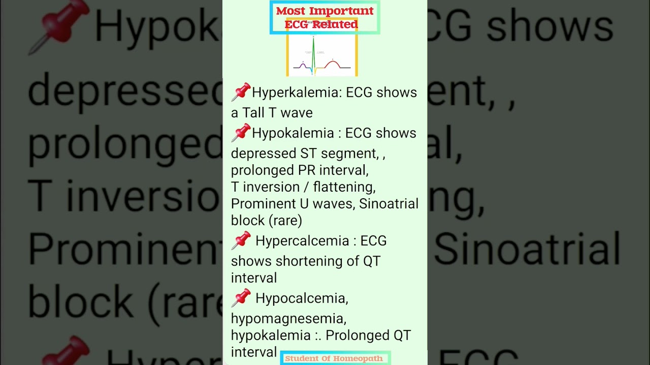 ECG||Electrocardiograph||Hypercalcaemia||Hypocalcemia||Hypokalemia||Hyperkalemia#Shorts#