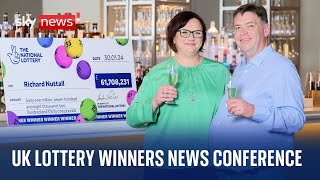 UK Lottery winners hold news conference after winning over £61million 