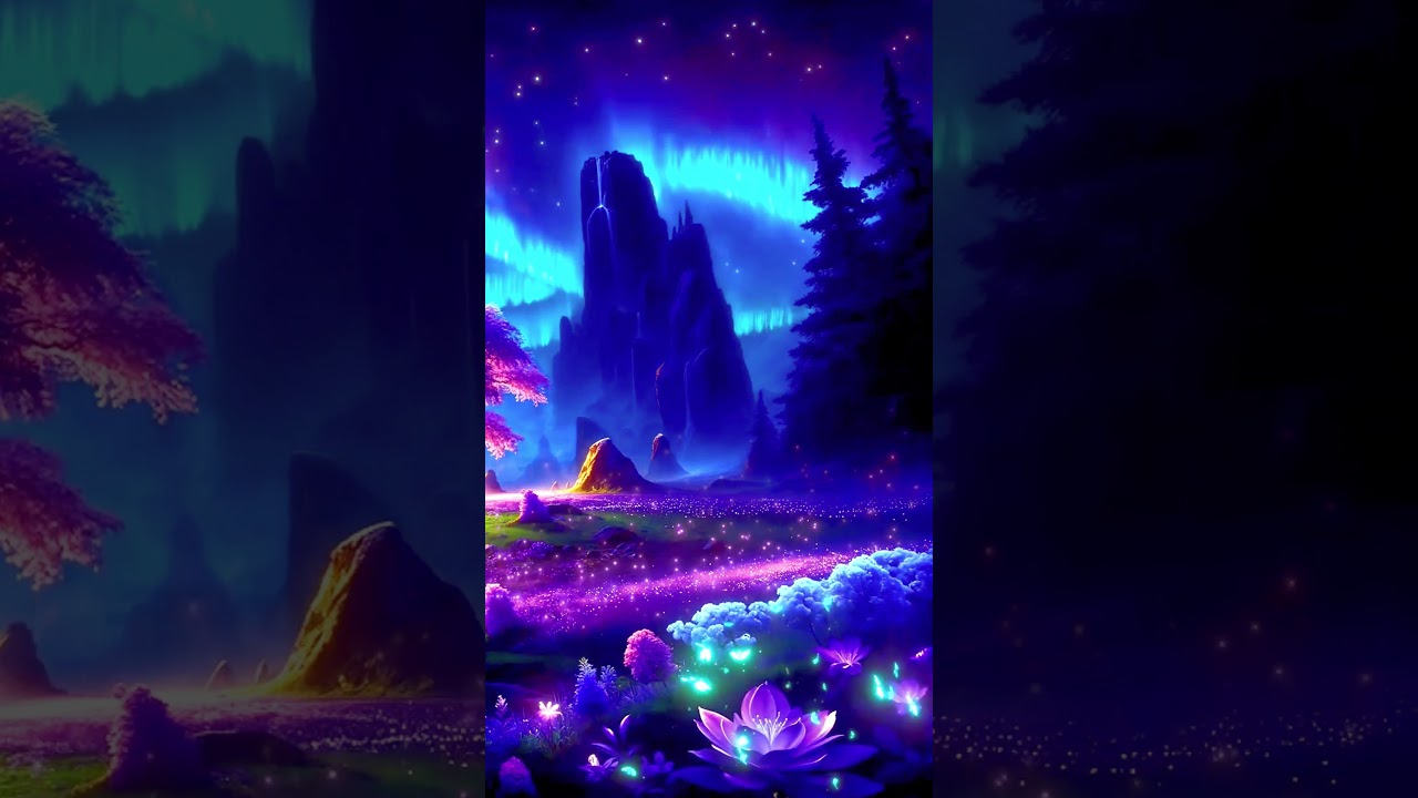 Enchanted Forest with Luminous Flowers & Trees