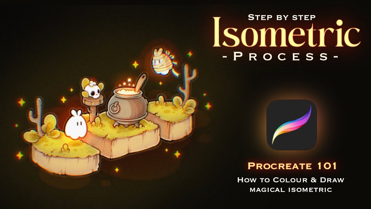 Isometric drawing using stamp brushes | isometric challenge | procreate tips, and trick ￼