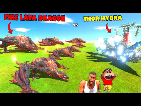 FIRE LAVA DRAGON fights UNDEFEATED LEGENDARY THOR HYDR in Animal Revolt Battle | CHOP SHINCHAN