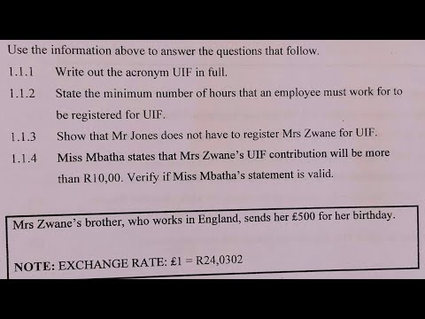 Mathematical literacy grade 12 UIF and exchange rate. June exam 2024