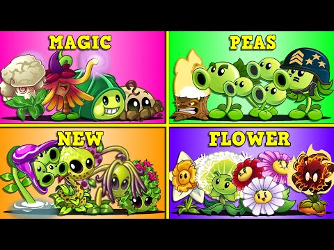 PvZ 2 6 Team MAGIC vs NEW vs PEA vs CANNON vs FLOWER vs RANDOM Battlez - Who Will Win?