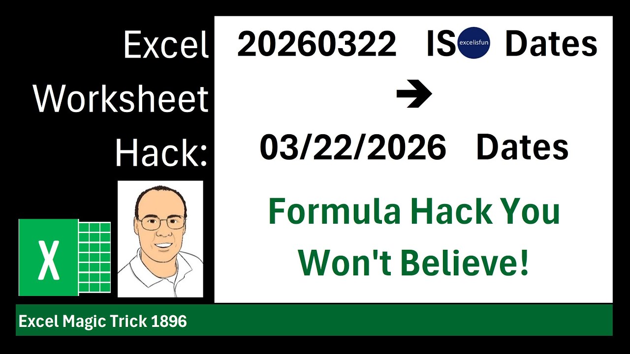 Better Way to Convert ISO Date YYYYMMDD to Excel Date: TEXT Function Hack! Excel Magic Trick 1896