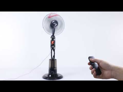 Vídeo de Ventilador de Pie Tromba con Nebulizador y Mando Negro 80W Fabrilamp / Abrila
