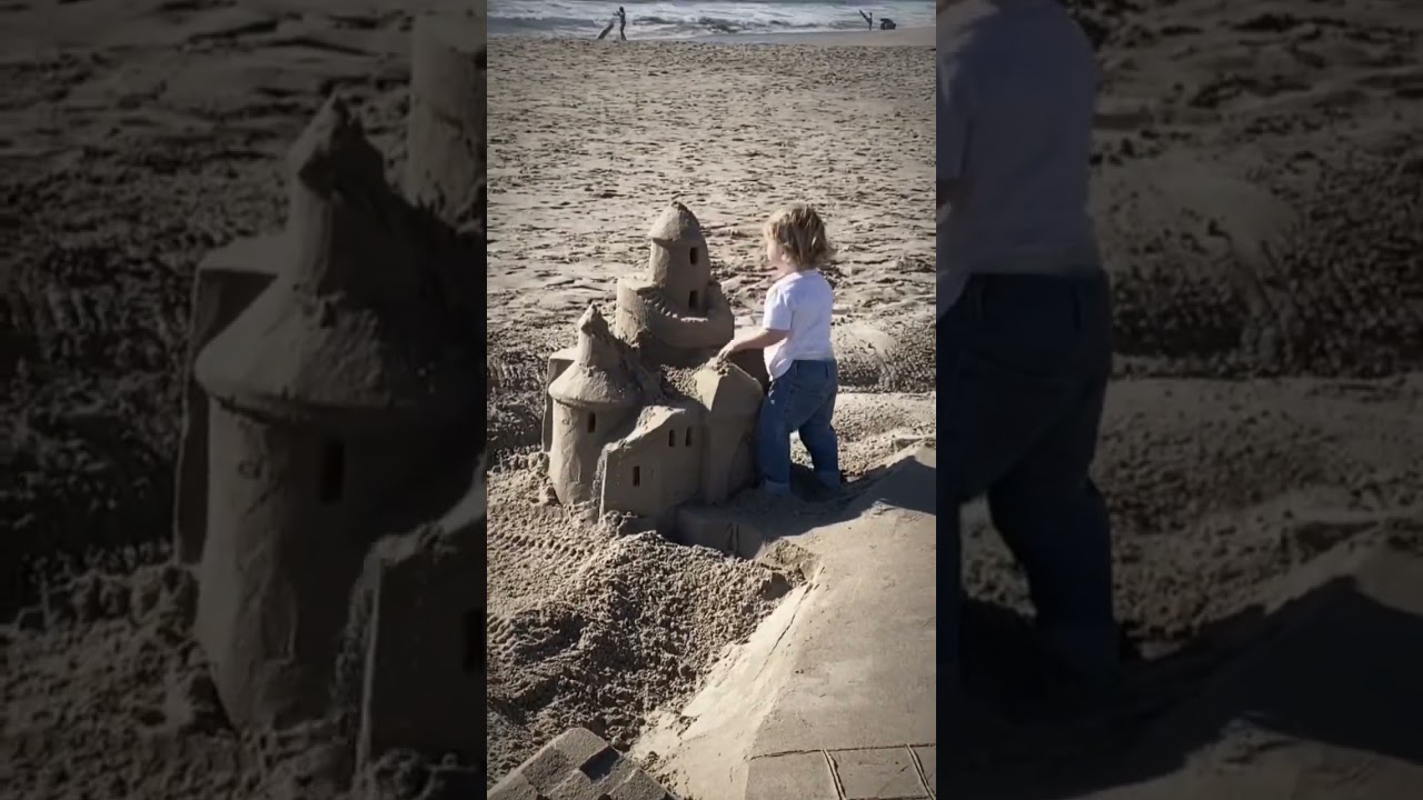 3 year old destroys sand sculpture took 9 hours to make