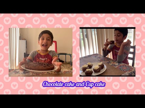 Kid Baking Chocolate Cake And Cup Cake