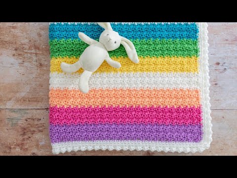 , title : '🌈 Crochet Stripey Baby Blanket (FUN, QUICK & EASY striped blanket)'