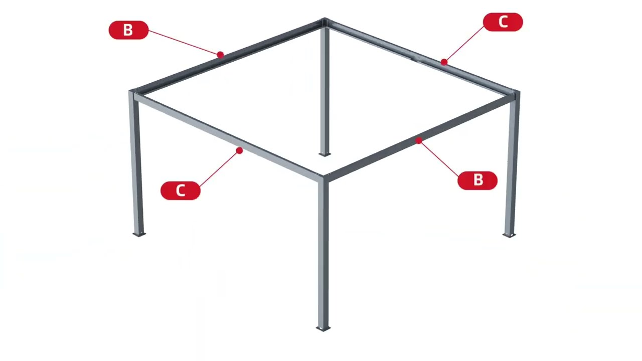 IBIZA ALUMINIUM PERGOLA WITH LOUVERED ROOF 3X4M