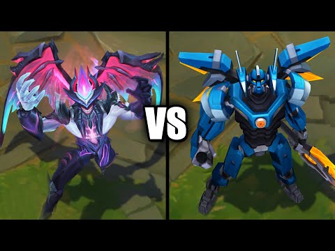 Primordian Aatrox vs Mecha Aatrox Skins Comparison (League of Legends)