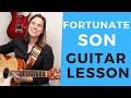 HOW TO - Fortunate Son Guitar Lesson - Strumming, Chords, & Licks