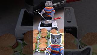Don't Waste!🚫 Turn Ham Into Delicious Food😊🍔 #funnycat #catmemes #trending