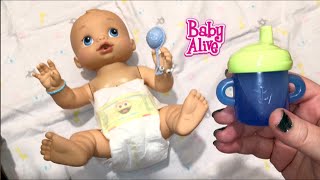 Baby Alive Wets n Wiggles Boy Doll Sherlock Drinks Blueberry Juice and tries Joovy Car Seat