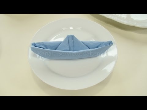 Napkin folding: Boat. Easy tutorial.