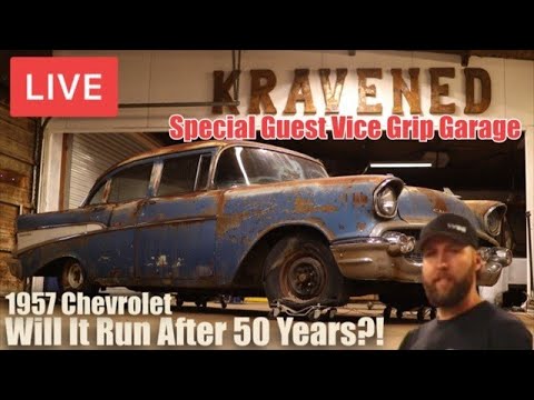 LIVE Forgotten 1957 Chevy 210| Will It Run After 50 Years | Special Guest Vice Grip Garage |RESTORED