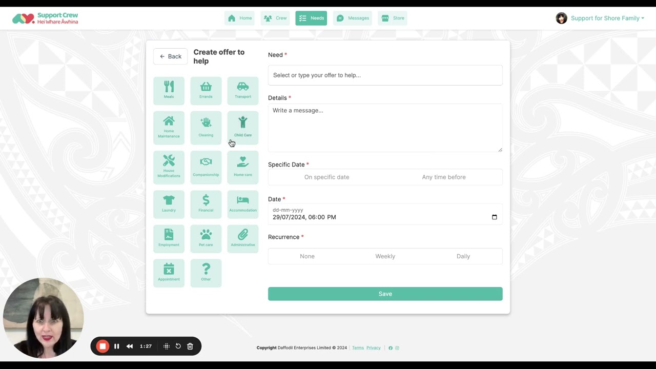 Support Crew: Making Offers to Help