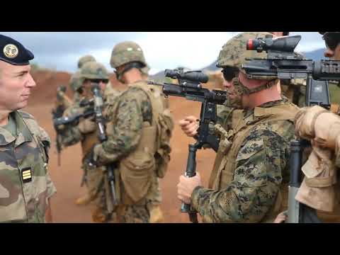 USMC taking part in the French assault course and participating in the French commando course