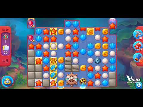Fishdom. 5850 hard level no boosters and diamonds - 14 moves