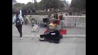 Bluesman playing &quot;Take This Hammer/Railroad Worksong&quot; at Pont de L&#39;Archevêché (Paris - 08-Oct-2013)
