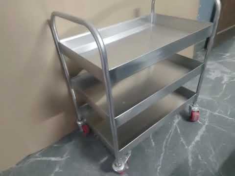 3 shelves stainless steel food serving trolley, size/dimensi...